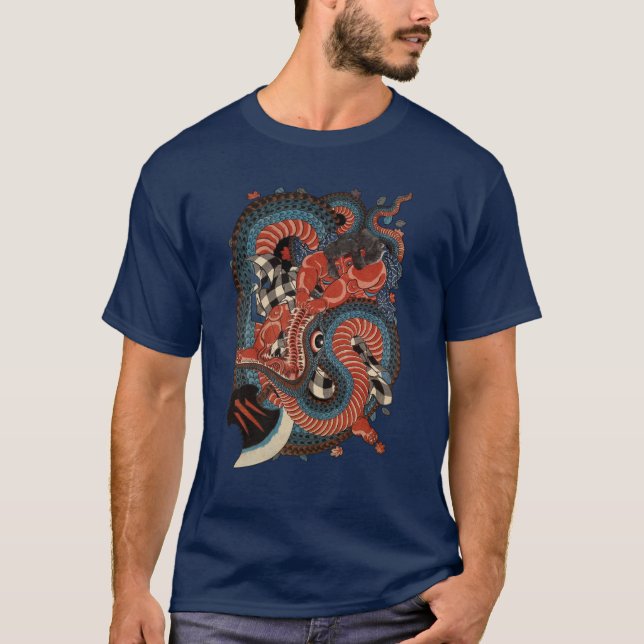 SAMURAI FIGHTING MONSTER SNAKE T-Shirt (Front)