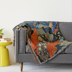 SAMURAI FIGHTING MONSTER THROW BLANKET