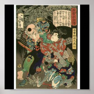 Samurai fighting Tengu, Circa 1866 Poster