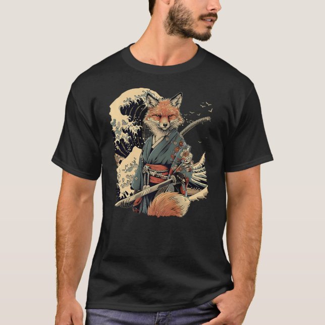 Samurai Fox Japanese Ninja Fox Japanese Warrior Oc T-Shirt (Front)
