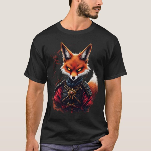 Samurai Fox Warrior Japanese Ninja Fox Kawaii T-Sh T-Shirt (Front)
