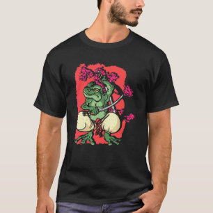 Samurai Frog Kendo Katana Cherry Blossom Tree Saku T-Shirt