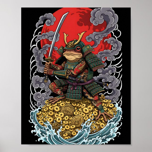 Samurai Frog of Fortune – Mythical Warrior Art Poster (Front)