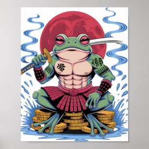 Samurai Frog Warrior art Poster