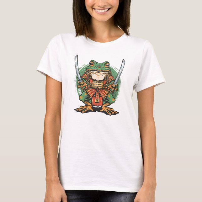  Samurai frog warrior Basic 3/4 Sleeve Raglan T-Sh T-Shirt (Front)