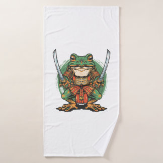 Samurai frog warrior Bath Towel
