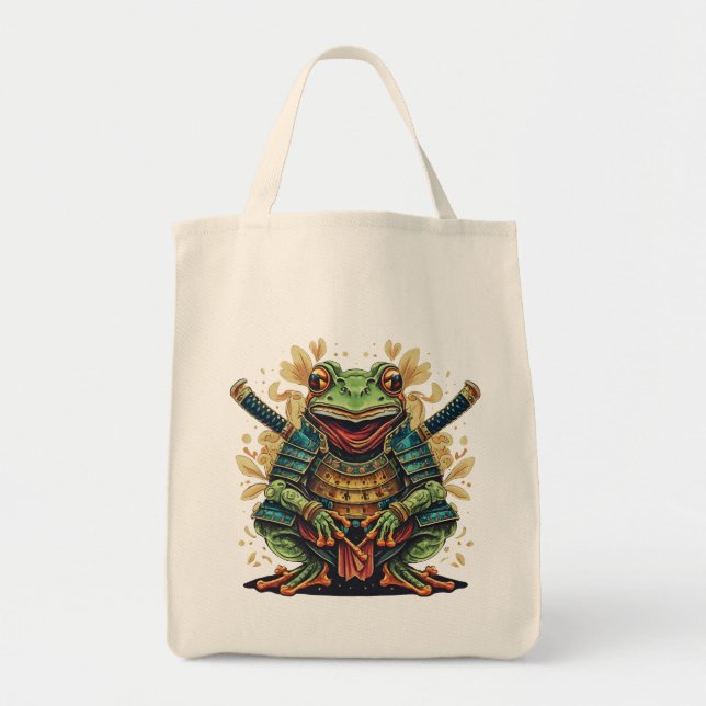 Samurai frog warrior Grocery Tote Bag (Front)