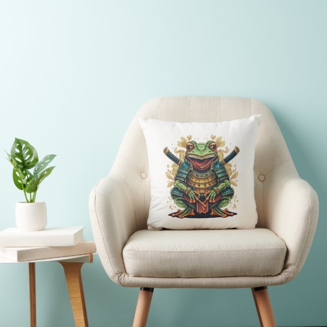 Samurai frog warrior Throw Pillow 16" x 16" (Chair)
