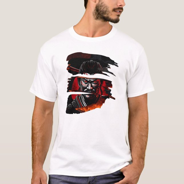 Samurai Fury - Warrior Bushido Japanese Art T-Shirt (Front)