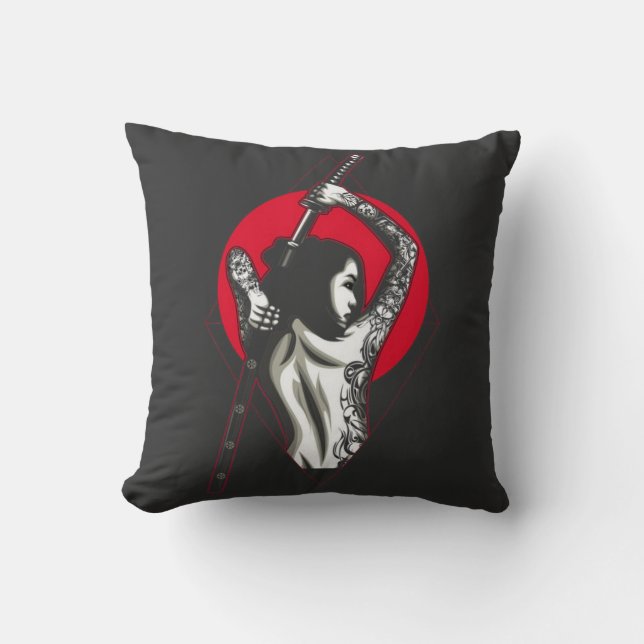 Samurai girl illustration  T-Shirt Cushion (Front)