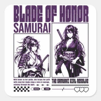 Samurai girl square sticker