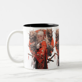 Samurai Girl Two-Tone Coffee Mug