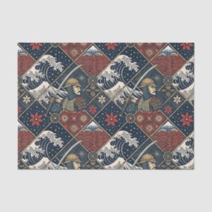 Samurai & Great Wave Traditional Japanese Pattern Tissue Paper