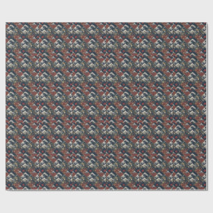 Samurai & Great Wave Traditional Japanese Pattern Wrapping Paper