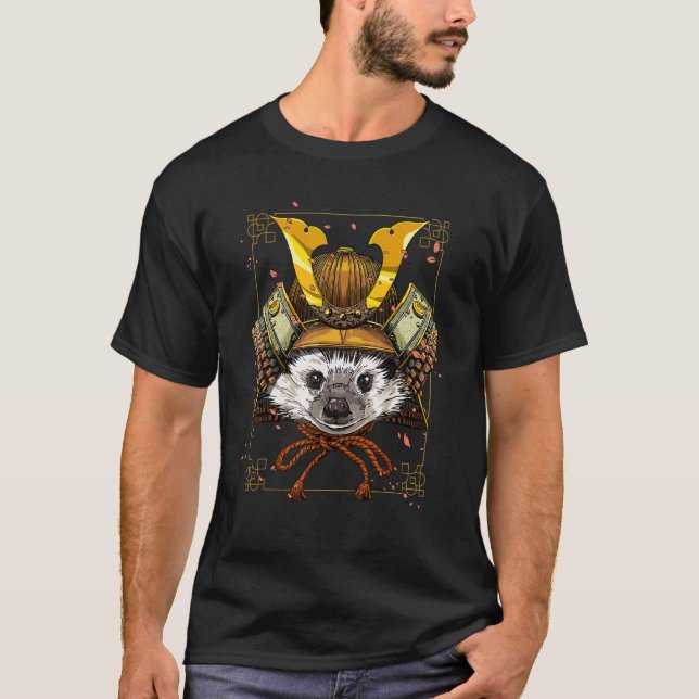 Samurai Hedgehog Japanese Warrior Bushido Japanese T-Shirt (Front)