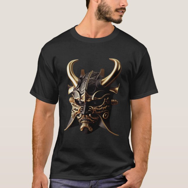 Samurai Helmet Warrior Bushido Oni Mask Japanese C T-Shirt (Front)