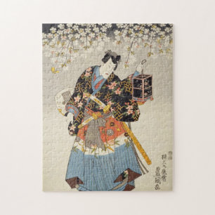 Samurai Holding Lantern Katana Ukiyo-e Puzzle