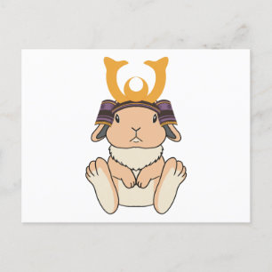 Samurai Holland Lop Rabbit Warrior Orange Postcard