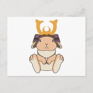 Samurai Holland Lop Rabbit Warrior Orange Postcard