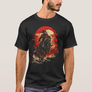 Samurai Horseback Riding Warrior Japan Art Graphic T-Shirt
