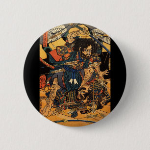 Samurai in Combat, circa 1800's 6 Cm Round Badge