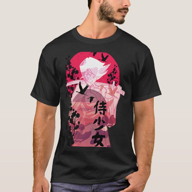 Samurai in the moon silhouette T-Shirt (Front)