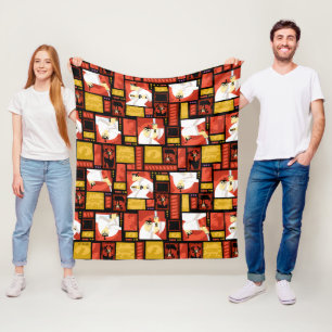 Samurai Jack & Aku Character Art Panel Pattern Fleece Blanket