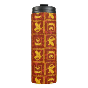 Samurai Jack & Aku Golden Silhouette Tile Pattern Thermal Tumbler