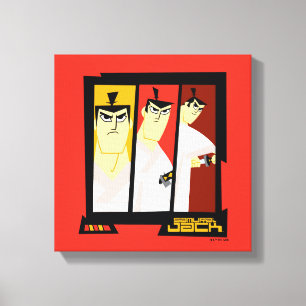 Samurai Jack Character Tri-Panel Futuristic Frame Canvas Print
