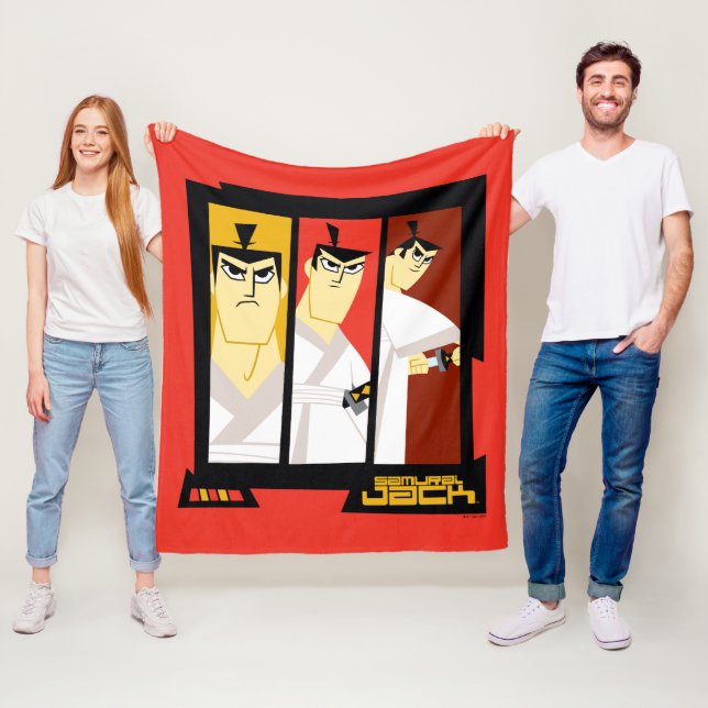 Samurai Jack Character Tri-Panel Futuristic Frame Fleece Blanket (In Situ)