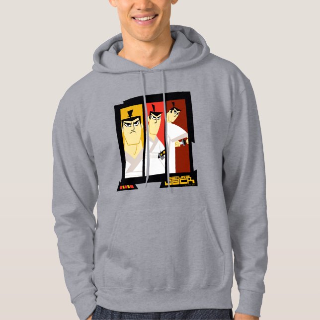 Samurai Jack Character Tri-Panel Futuristic Frame Hoodie (Front)
