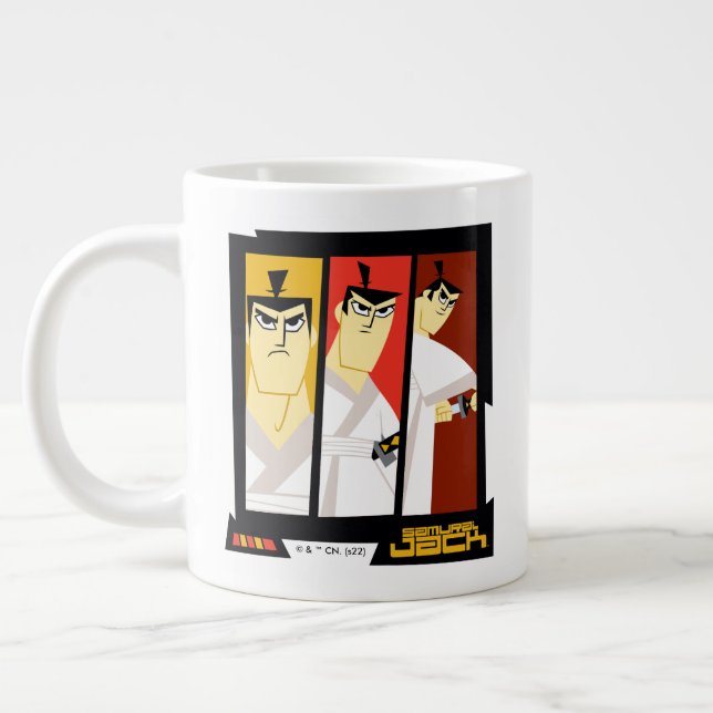 Samurai Jack Character Tri-Panel Futuristic Frame Large Coffee Mug (Left)
