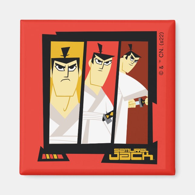 Samurai Jack Character Tri-Panel Futuristic Frame Magnet (Front)