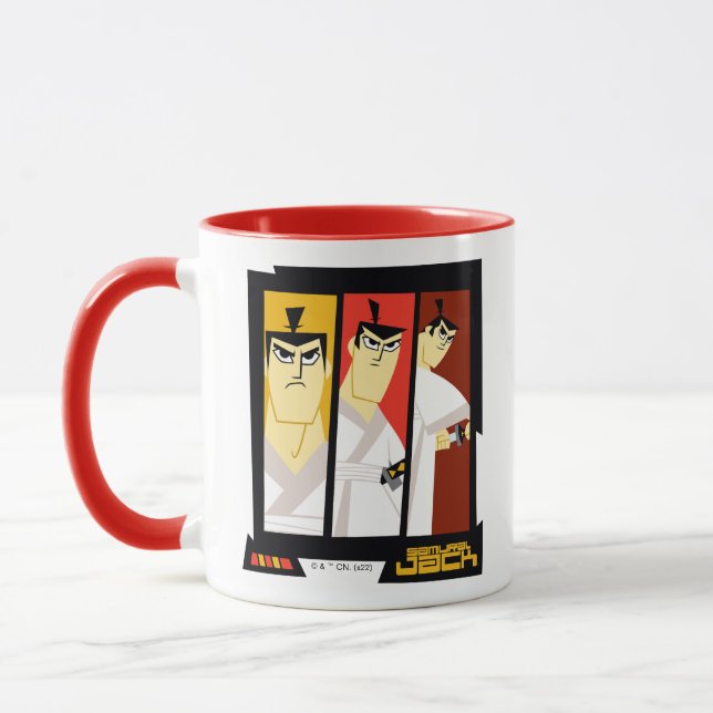Samurai Jack Character Tri-Panel Futuristic Frame Mug (Left)