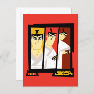 Samurai Jack Character Tri-Panel Futuristic Frame Postcard
