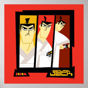 Samurai Jack Character Tri-Panel Futuristic Frame Poster