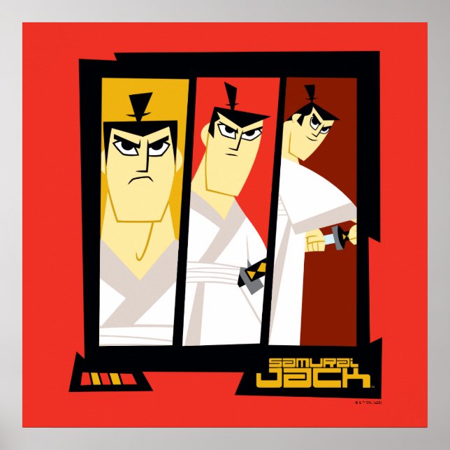 Samurai Jack Character Tri-Panel Futuristic Frame Poster (Front)