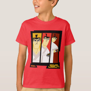 Samurai Jack Character Tri-Panel Futuristic Frame T-Shirt