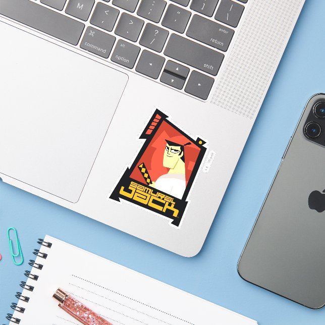 Samurai Jack Smiling Futuristic Frame Graphic (Laptop w/ iPhone)