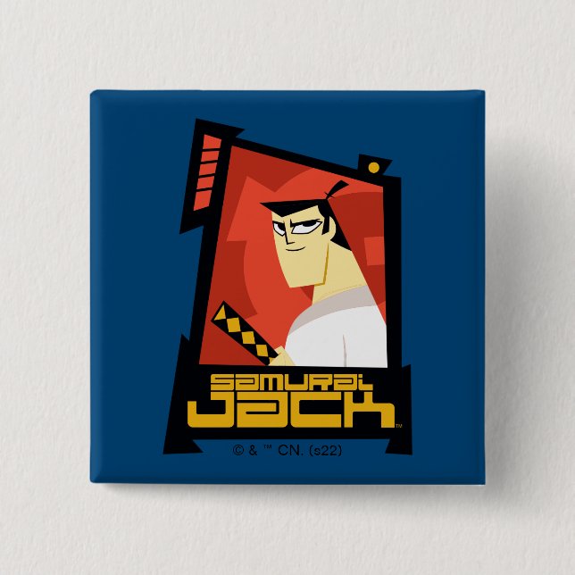 Samurai Jack Smiling Futuristic Frame Graphic 15 Cm Square Badge (Front)