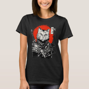Samurai Japanese Cat Bushido Warrior Katana Sword  T-Shirt