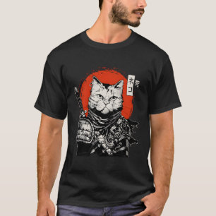 Samurai Japanese Cat Bushido Warrior Katana Sword T-Shirt