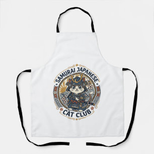 Samurai Japanese Cat POD Vector Art - Samurai Japa Apron