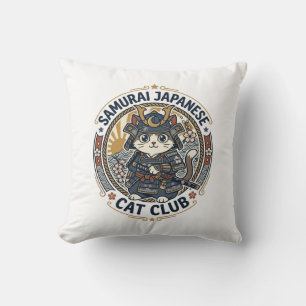 Samurai Japanese Cat POD Vector Art - Samurai Japa Cushion