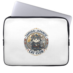Samurai Japanese Cat POD Vector Art - Samurai Japa Laptop Sleeve