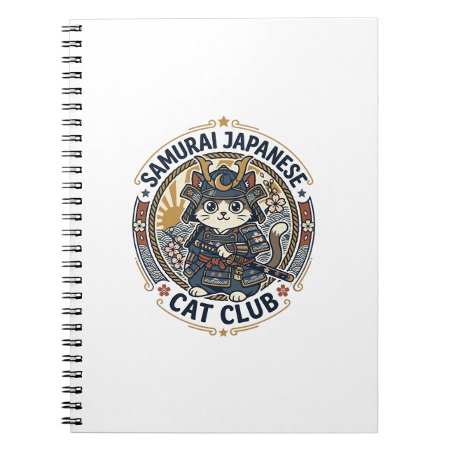 Samurai Japanese Cat POD Vector Art - Samurai Japa Notebook (Front)