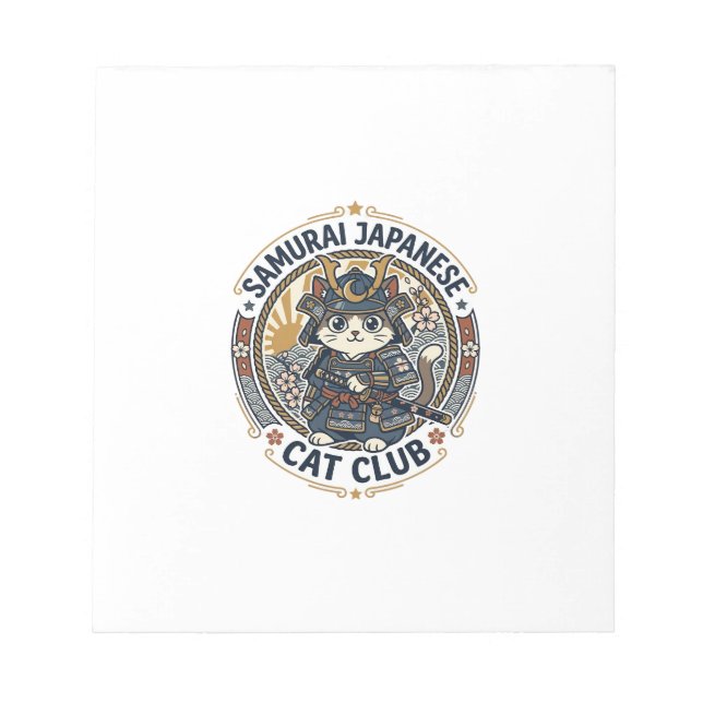 Samurai Japanese Cat POD Vector Art - Samurai Japa Notepad (Front)
