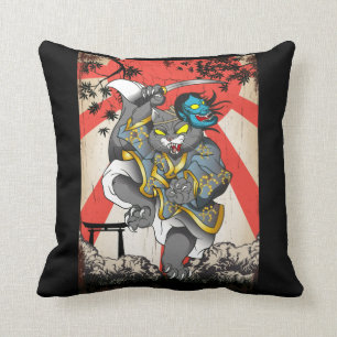 Samurai Japanese Cat Swordsman Ninja Kitten Cushion