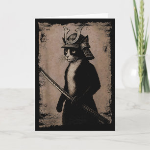 Samurai Japanese Cat Vintage Funny Graphic Ukiyo-e Card