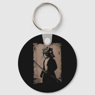 Samurai Japanese Cat Vintage Funny Graphic Ukiyo-e Key Ring